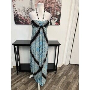 Enfocus Studio Women’s Long Dress Halter Neck Geometric Size 6 With bra pads